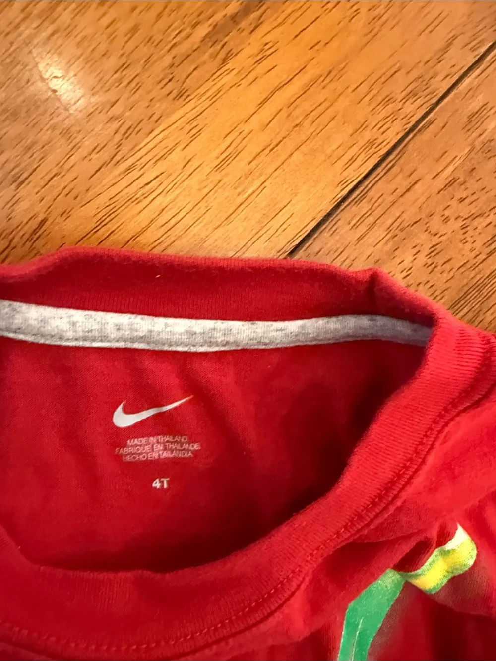 Nike Red Tee with Black Layered Long Sleeves and Multicolor Swoosh